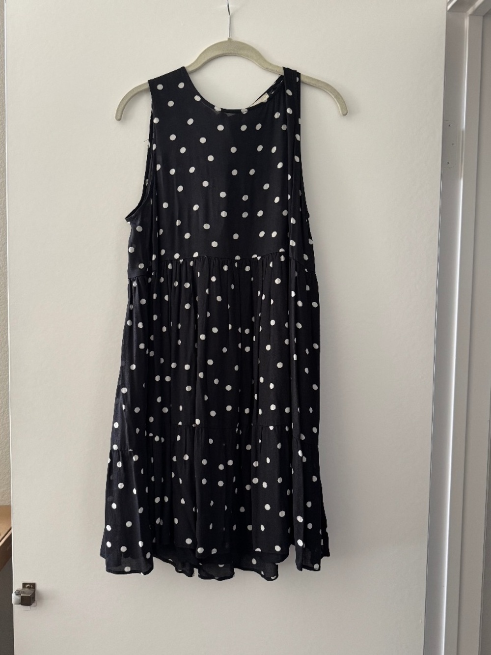 Sézane Black Polka Dot Tiered Dress FR 44 US 12